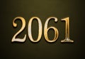 Old gold effect of 2061 number with 3D glossy style Mockup. Royalty Free Stock Photo