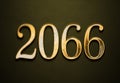 Old gold effect of 2066 number with 3D glossy style Mockup. Royalty Free Stock Photo