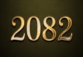 Old gold effect of 2082 number with 3D glossy style Mockup. Royalty Free Stock Photo
