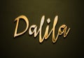 Old gold text effect of Arabic name Dalila with 3D glossy style Mockup. Royalty Free Stock Photo