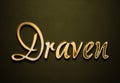 Old gold text effect of name Draven with 3D glossy style Mockup. Royalty Free Stock Photo