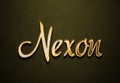 Old gold text effect of name Nexon with 3D glossy style Mockup. Royalty Free Stock Photo