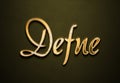 Old gold text effect of name Defne with 3D glossy style Mockup. Royalty Free Stock Photo