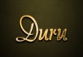 Old gold text effect of name Duru with 3D glossy style Mockup. Royalty Free Stock Photo