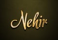 Old gold text effect of name Nehir with 3D glossy style Mockup. Royalty Free Stock Photo