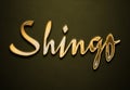 Old gold text effect of name Shingo with 3D glossy style Mockup. Royalty Free Stock Photo