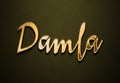 Old gold text effect of name Damla with 3D glossy style Mockup. Royalty Free Stock Photo