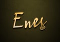 Old gold text effect of name Enes with 3D glossy style Mockup. Royalty Free Stock Photo