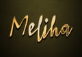 Old gold text effect of name Meliha with 3D glossy style Mockup. Royalty Free Stock Photo