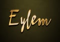 Old gold text effect of name Eylem with 3D glossy style Mockup. Royalty Free Stock Photo