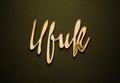Old gold text effect of name Ufuk with 3D glossy style Mockup. Royalty Free Stock Photo