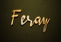 Old gold text effect of name Feray with 3D glossy style Mockup. Royalty Free Stock Photo
