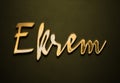 Old gold text effect of name Ekrem with 3D glossy style Mockup. Royalty Free Stock Photo