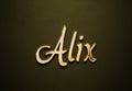 Old gold text effect of name Alix with 3D glossy style Mockup. Royalty Free Stock Photo