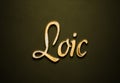 Old gold text effect of name Loic with 3D glossy style Mockup. Royalty Free Stock Photo