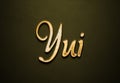 Old gold text effect of name Yui with 3D glossy style Mockup. Royalty Free Stock Photo