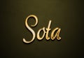 Old gold text effect of name Sota with 3D glossy style Mockup. Royalty Free Stock Photo