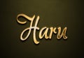 Old gold text effect of name Haru with 3D glossy style Mockup. Royalty Free Stock Photo