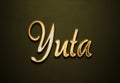 Old gold text effect of name Yuta with 3D glossy style Mockup. Royalty Free Stock Photo