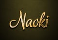 Old gold text effect of name Naoki with 3D glossy style Mockup. Royalty Free Stock Photo