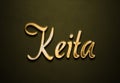 Old gold text effect of name Keita with 3D glossy style Mockup. Royalty Free Stock Photo