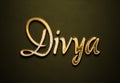 Old gold text effect of name Divya with 3D glossy style Mockup. Royalty Free Stock Photo