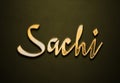 Old gold text effect of name Sachi with 3D glossy style Mockup. Royalty Free Stock Photo