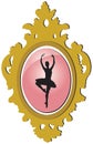 Old golden brooch with ballerina silhouette