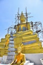 Old golden buddhist temple in Bangkok, Thailand.shrine inside of a buddhist temple.