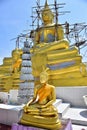 Old golden buddhist temple in Bangkok, Thailand.shrine inside of a buddhist temple.