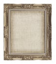 old golden frame with empty grunge linen canvas for your picture Royalty Free Stock Photo