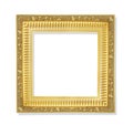 Old golden frame with flower patterns isolated on white background and clipping path Royalty Free Stock Photo