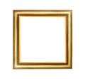 Old golden frame with many layer patterns isolated on white background and clipping path Royalty Free Stock Photo