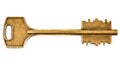 Old golden key on isolated white background Royalty Free Stock Photo