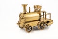 Old golden steam locomotive toy Royalty Free Stock Photo