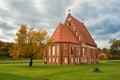 Gothic church Zapyskis Lithuania, historic heritage, autumn landscape Royalty Free Stock Photo