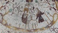 An old gothic fresco depicting the flight into egypt