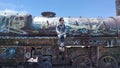 Old, graffiti, locomotive