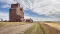 Road beside and Old Grain Elevator in Rowley Royalty Free Stock Photo