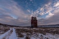 Old grain elevator in winter