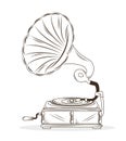 old gramophone drawing isolated icon design