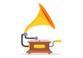 Old Gramophone In Flat Design. Vintage Music Phonograph Vector Illustration Royalty Free Stock Photo