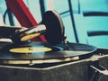 The old gramophone on the table