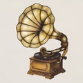 Old Gramophone vintage style illustration