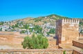 Old Granada behind Alhambra tower, Spain Royalty Free Stock Photo