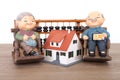 Old grandpa model and grandma model and small house model and calculation tool abacus