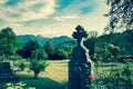 Old grave in cemetery. Orthodox cross tomb stone in graveyard, Europe. Royalty Free Stock Photo