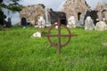 Old grave cross on celtic cemetery in ireland