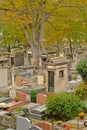Graves of Montmartre cemetery, Paris, France, high agle view