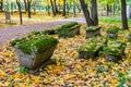 Image of Old graves in the church yard of Church of the Beheading of John the Baptist in Dyakovo, Kolomenskoye, Moscow